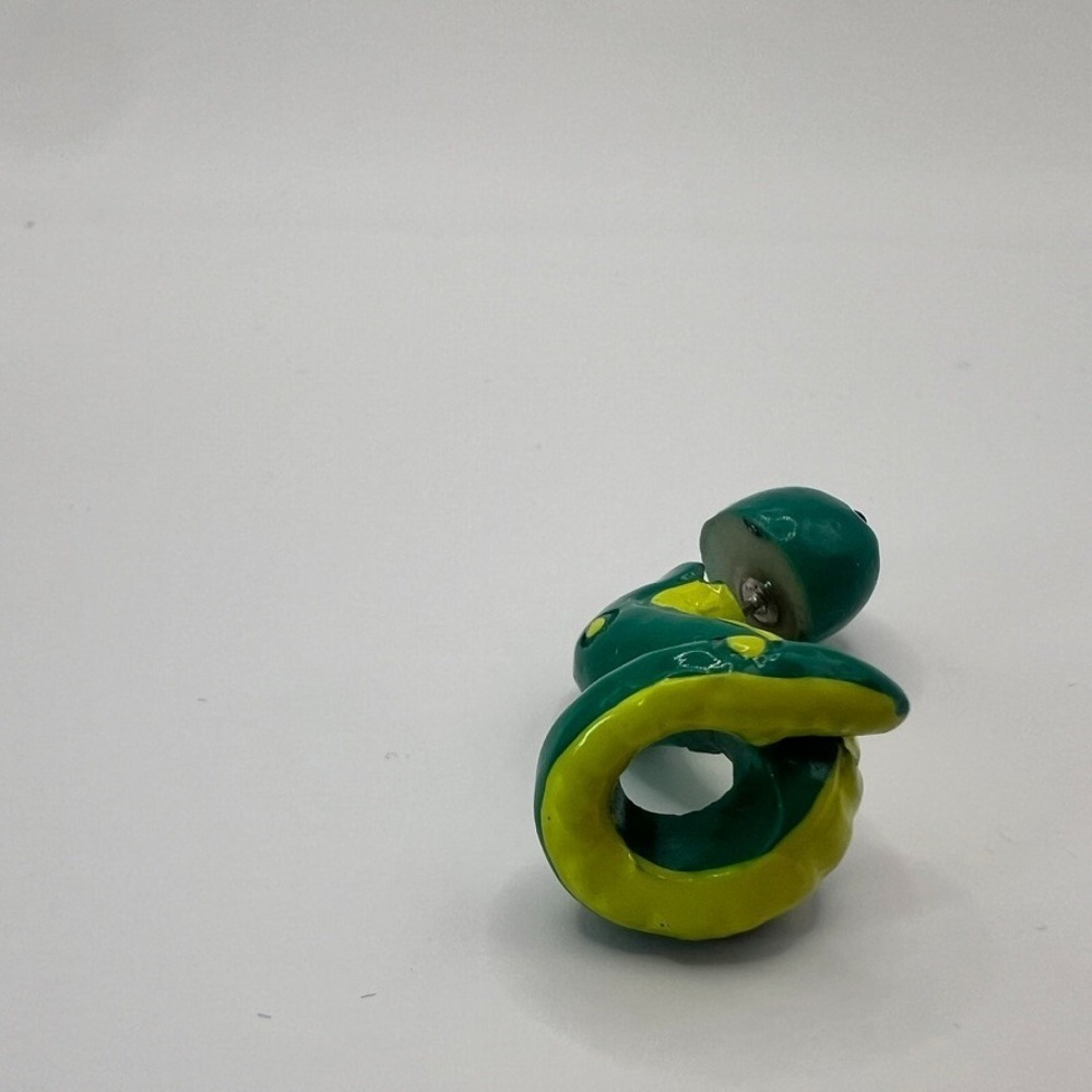 Whimsical Green Snake SINGLE Earring Hand Painted Playful Critter Caterpillar
